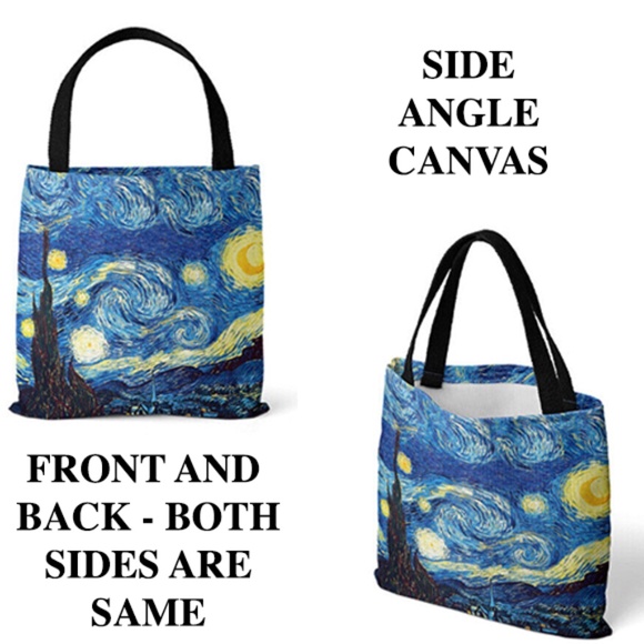 Vincent Van Gogh Starry Night Canvas Tote Bag - About 13" wide & 15" Tall - NWT - Picture 2 of 5